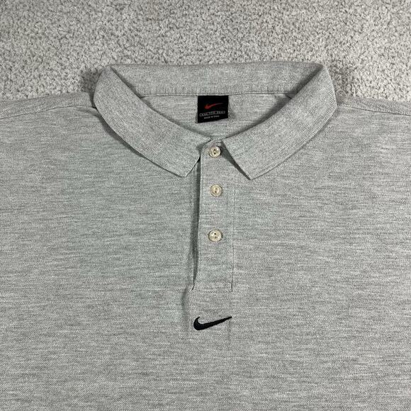 Nike Polo Shirt Men 2XL Gray Center Swoosh Embroidered Golf Logo Vintage 90s Y2K - Picture 1 of 14